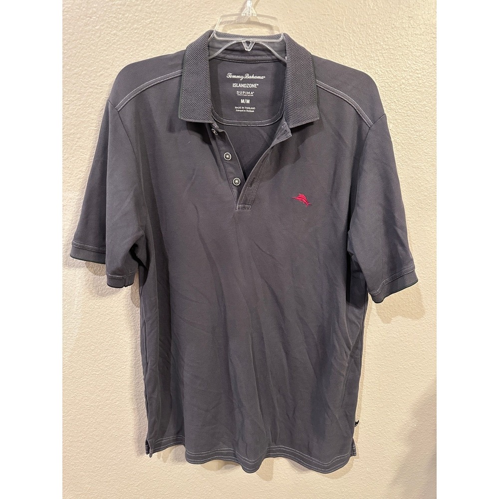 Tommy Bahama IslandZone Supima Polo Shirt Medium Gray Short Sleeve